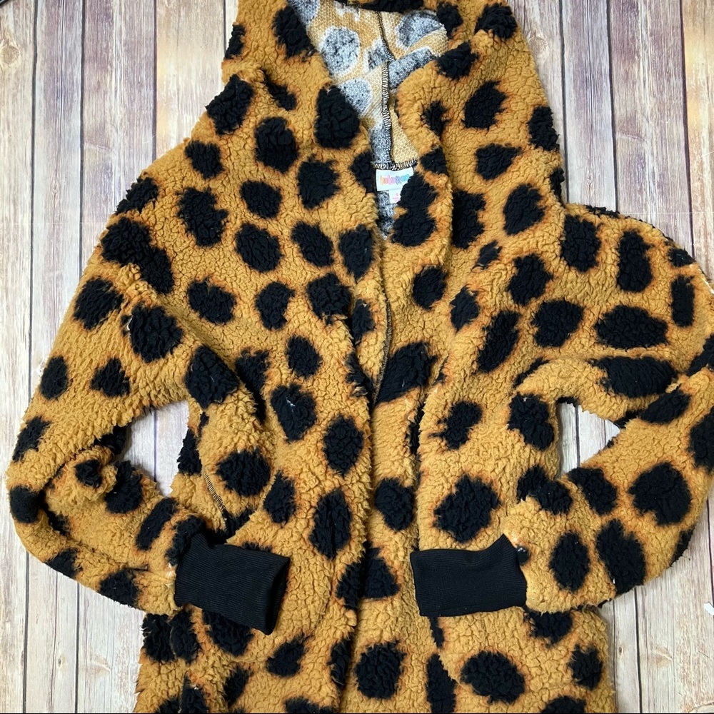 Leopard print Sherpa teddy bear shrug jacket